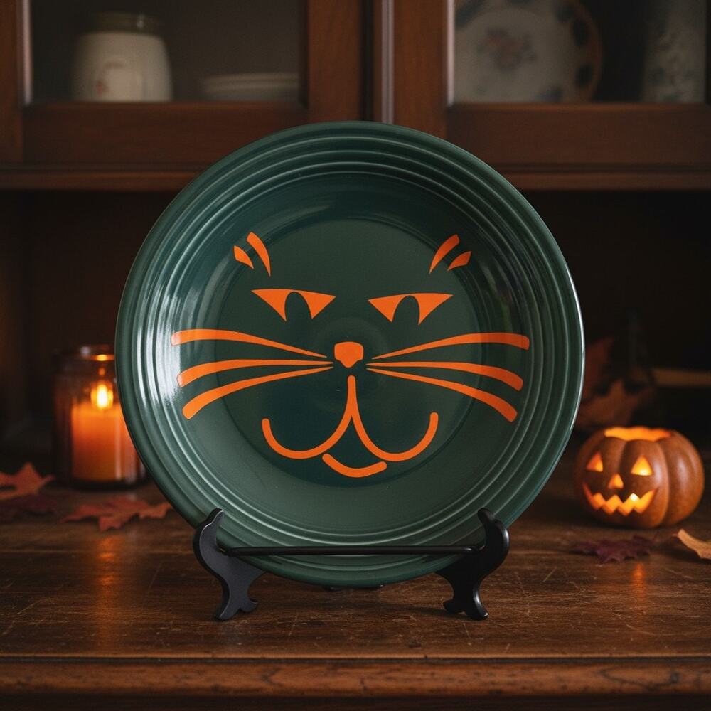 Rare Fiesta Black Cat Halloween Chop Plate-Betty Crocker-Fiestaware-Laughlin